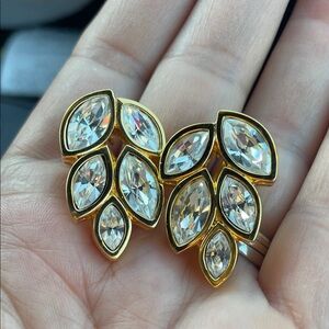Swarovski crystals and Gold Leaf Earrings
